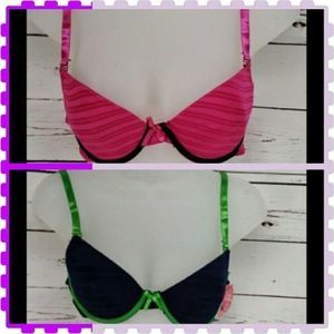 Mix & Co Women's New 2 Pack Pink‎ Navy Blue Bra Sets 34C